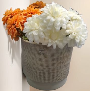 Waffle Seramik Vazo Bej Büyük Boy 22cm