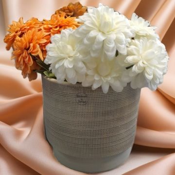 Waffle Seramik Vazo Bej Büyük Boy 22cm