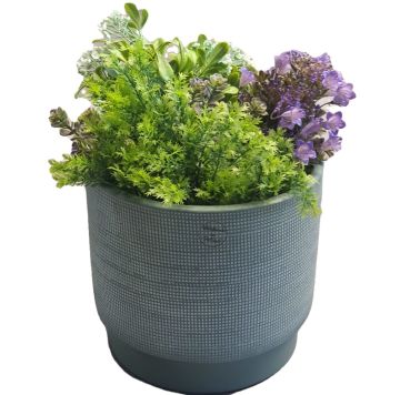 Waffle Seramik Vazo Yeşil Büyük Boy 22cm