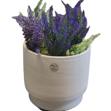 Waffle Seramik Vazo Krem Büyük Boy 22cm