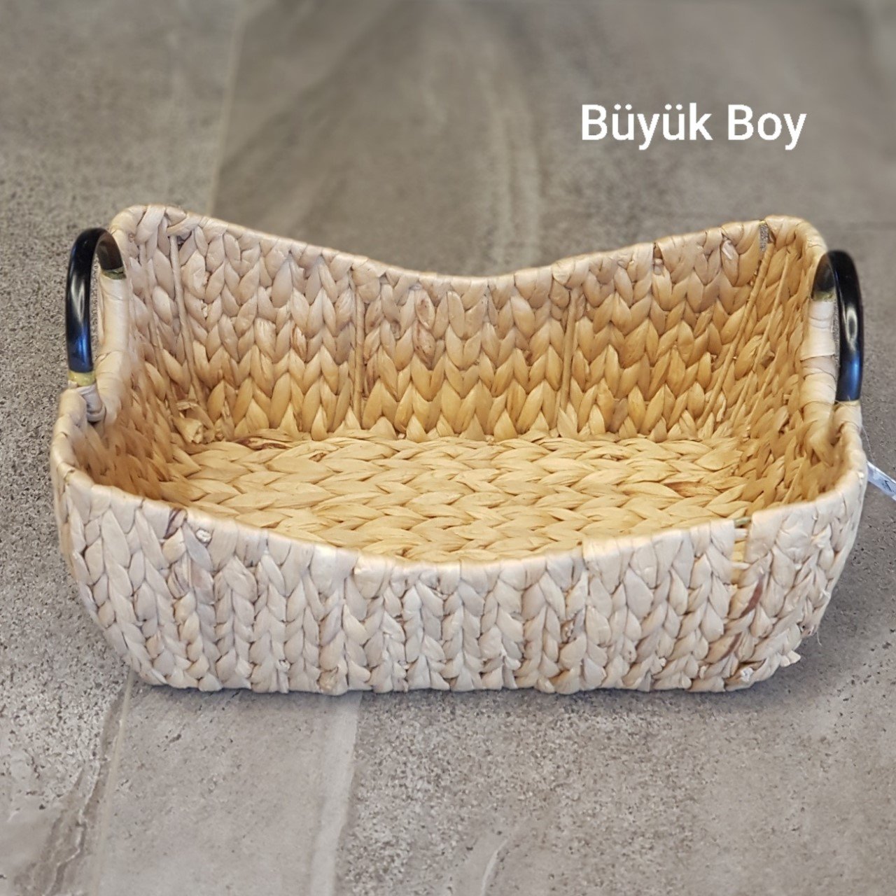 Dikdörtgen Demir Kulplu Naturel Sele Sepet