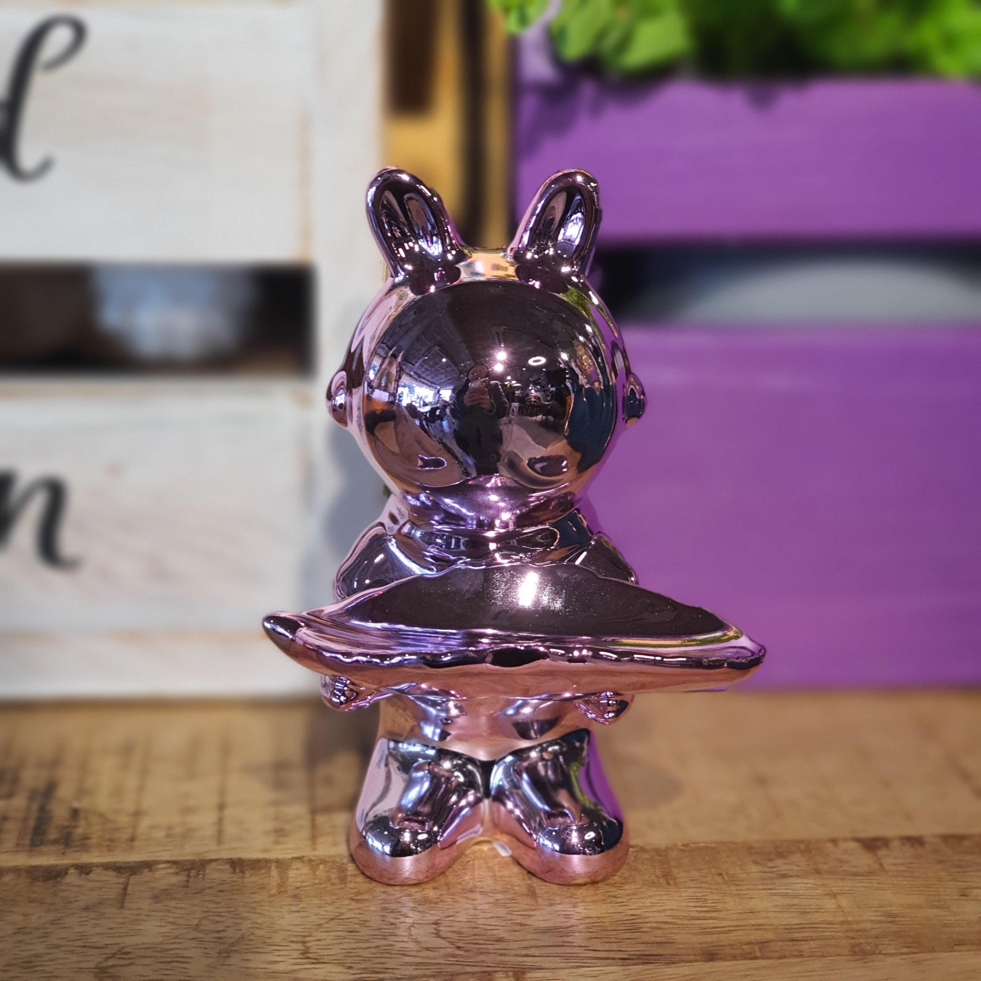 Astronot Tavşan Pink Mini Boy Dekoratif Obje 14,5cm
