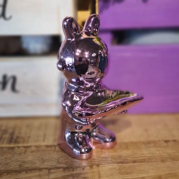 Astronot Tavşan Pink Mini Boy Dekoratif Obje 14,5cm