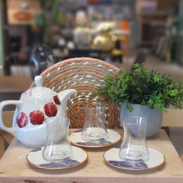 Premium Porselen Altlıklı 6 Kişilik Çay Takımı Model-1