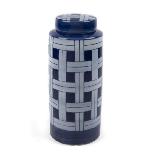 Mavi Çizgili Seramik Küp 15x37cm