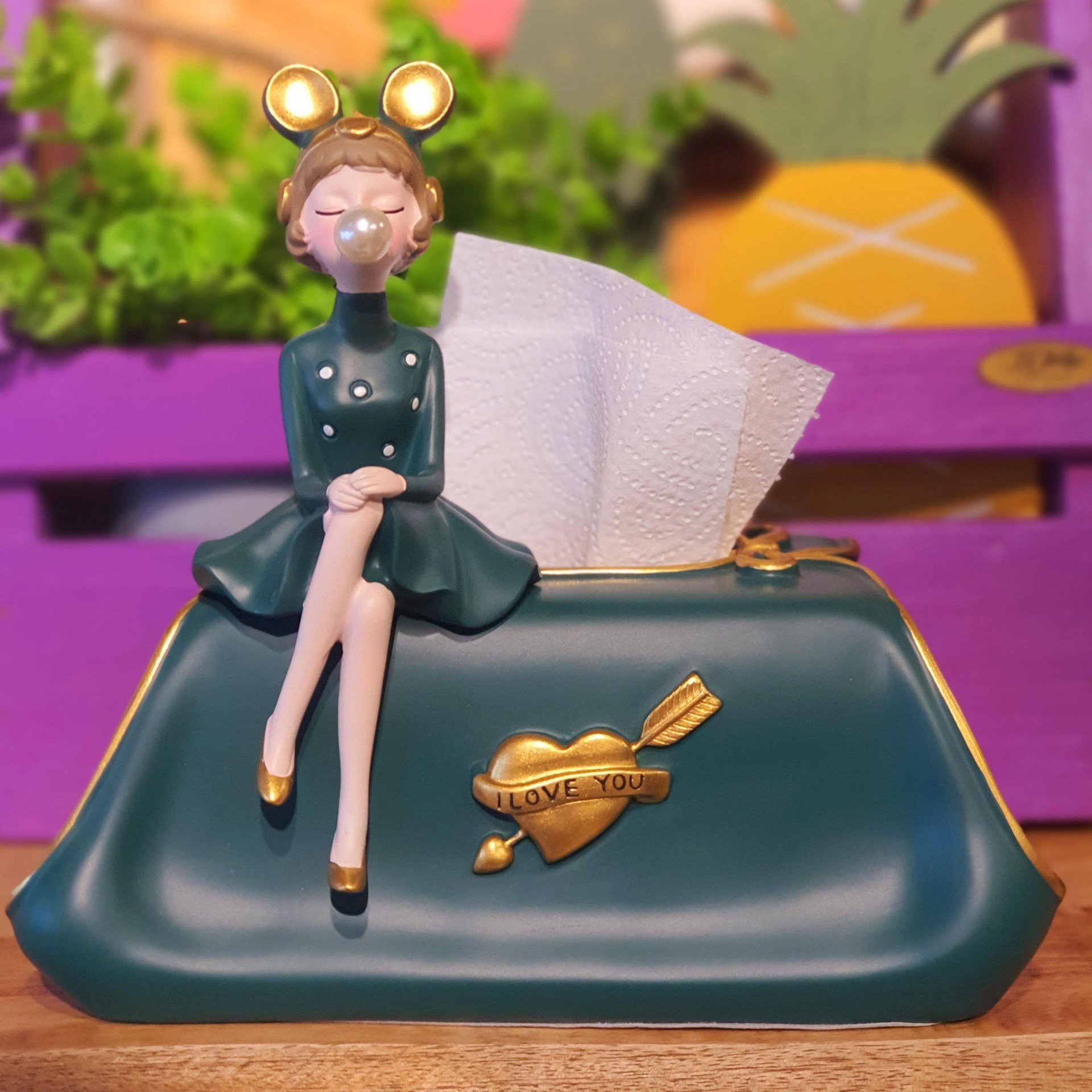 Lady  Dekoratif Peçetelik Yeşil