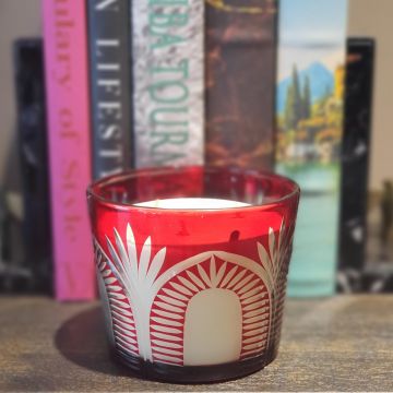 Kırmızı Cam Mum 12cm