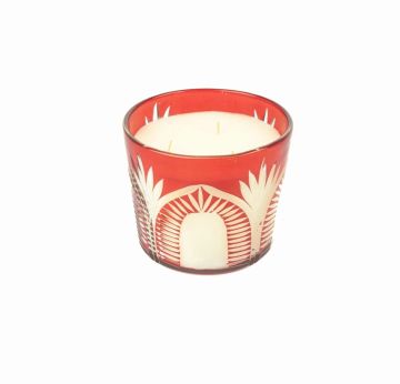 Kırmızı Cam Mum 12cm