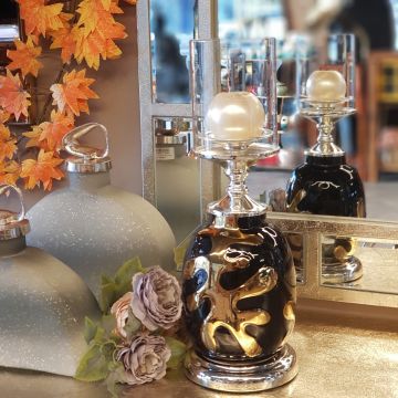 Silver Yaprak Şamdan 40cm