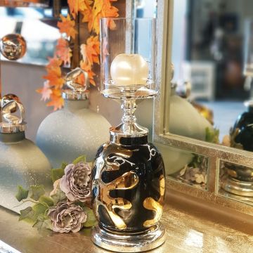 Silver Yaprak Şamdan 40cm