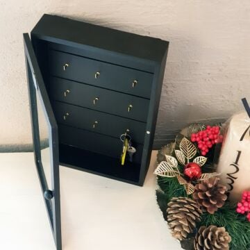 Ahşap Siyah Camlı Anahtarlık