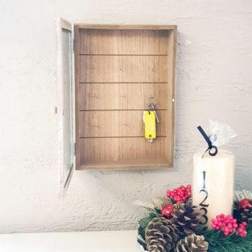 Ahşap Naturel Camlı Anahtarlık