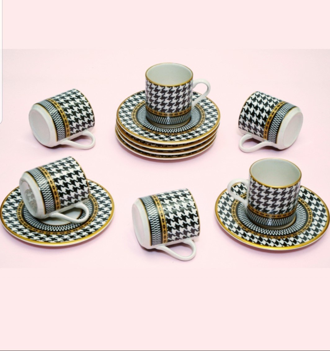 Kazayağı Siyah 6'LI Fincan Takımı