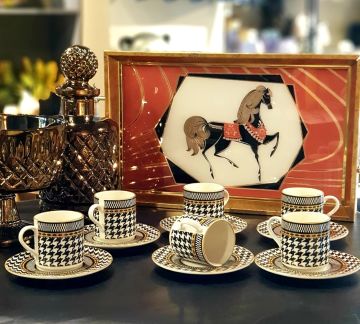 Kazayağı Siyah 6'LI Fincan Takımı