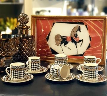 Kazayağı Siyah 6'LI Fincan Takımı