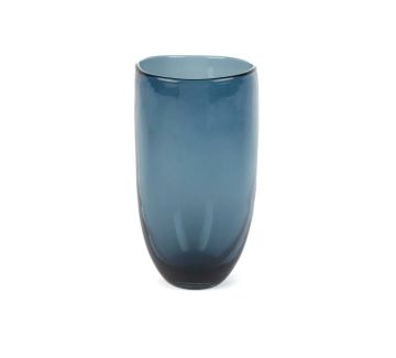 Mavi Bordo Beyaz Cam Vazo Küçük Boy