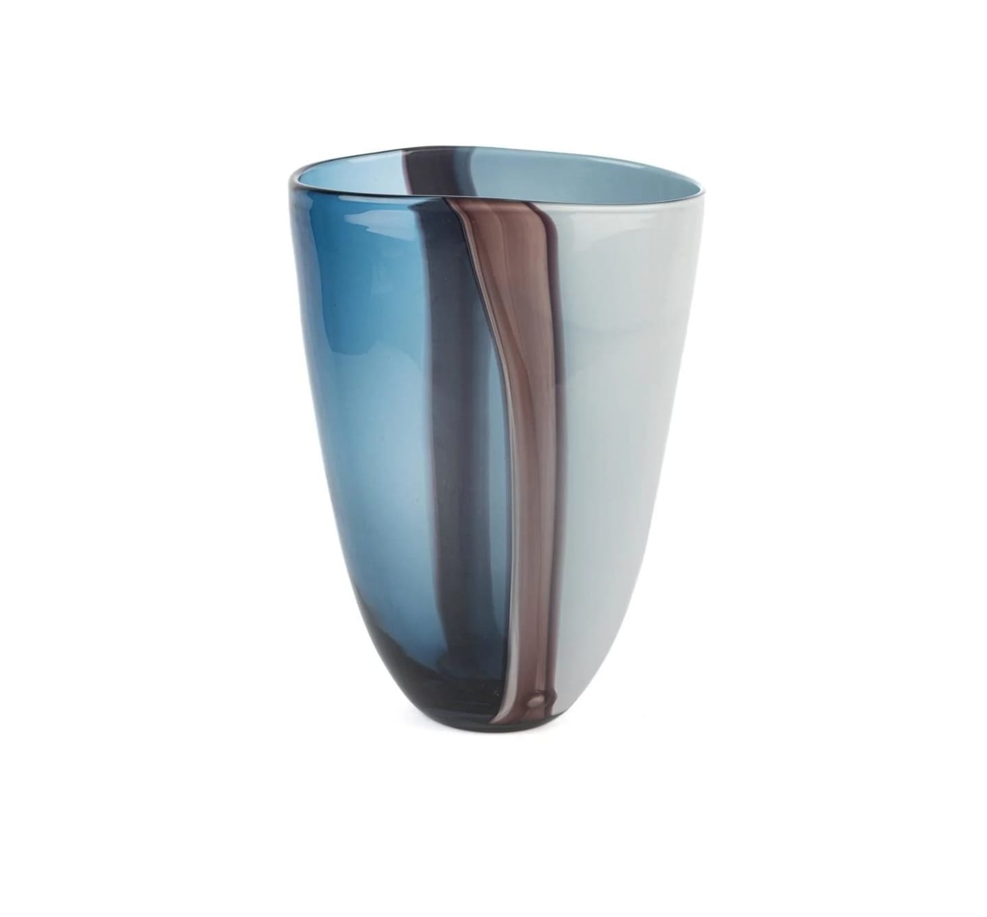 Mavi Bordo Beyaz Cam Vazo Küçük Boy