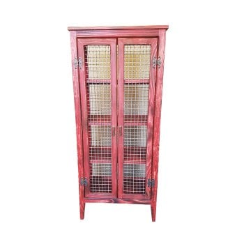 Çift Kapaklı Ahşap Izgaralı Nostaljik Tel Dolap