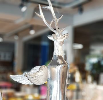 Model Geyik Kanatlı Gümüş Metal Biblo