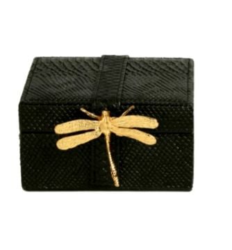 Dekoratif Deri Kaplama Yusufçuk Kutu Küçük Boy Siyah