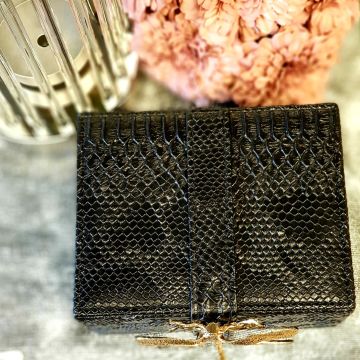 Dekoratif Deri Kaplama Yusufçuk Kutu Küçük Boy Siyah