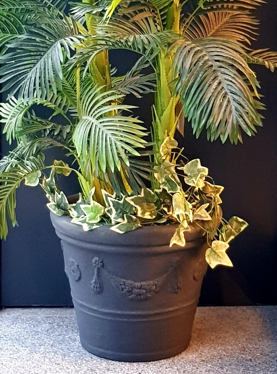 Flowerpot Antrasit Desenli Saksı 45cm