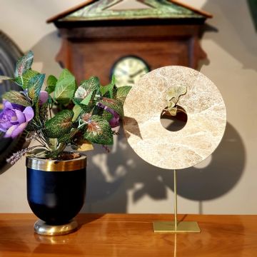 Kahve Rengi  Mermer Obje Pirinç Gövde 42cm