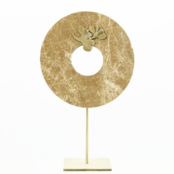 Kahve Rengi  Mermer Obje Pirinç Gövde 42cm