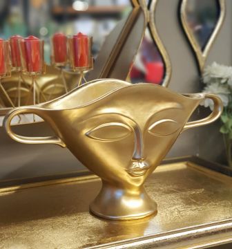 Altın Renk Konik Face Vazo 49cm