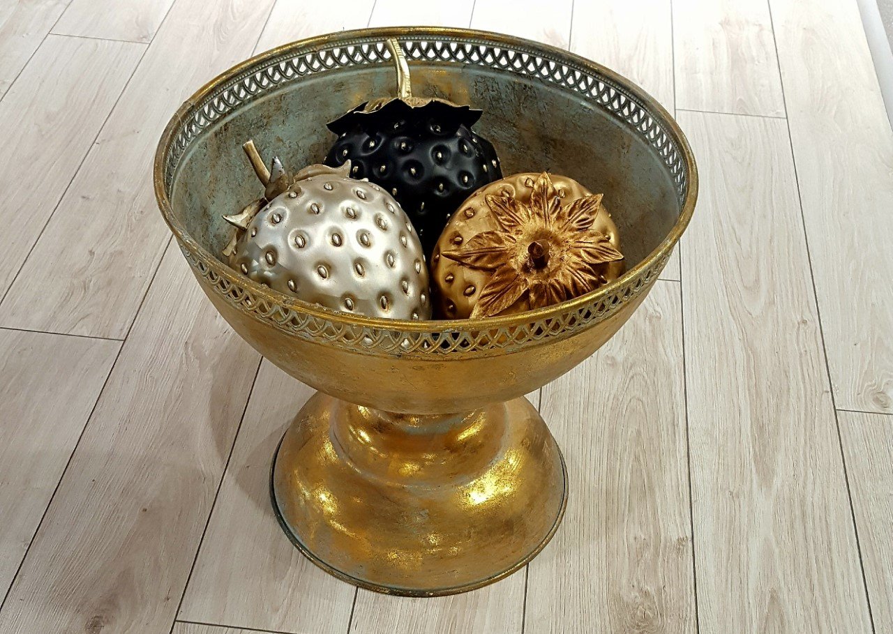 Margari Metal Ayaklı Gold Vazo Büyük Boy