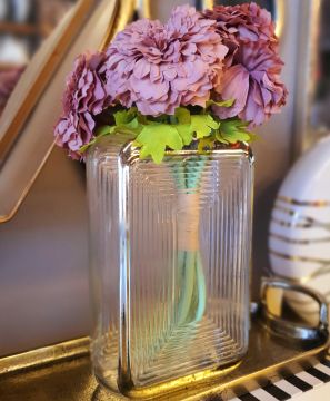 Goldy Dikdörtgen Cam Vazo 20cm