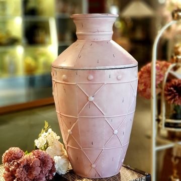 Pera Metal Pembe 2'Li Küp Model Vazo