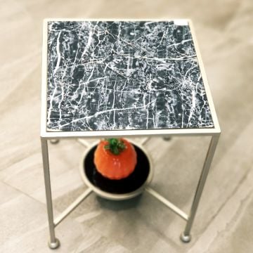 Kare Gümüş Membranlı Sehpa Büyük Boy