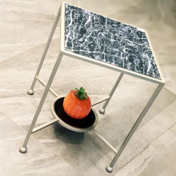 Kare Gümüş Membranlı Sehpa Büyük Boy