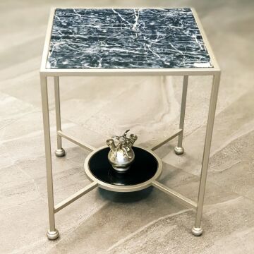 Kare Gümüş Membranlı Sehpa Küçük Boy