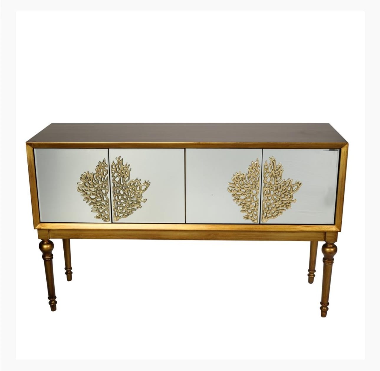 Mercan Gold-Ceviz Mini Camlı Konsol