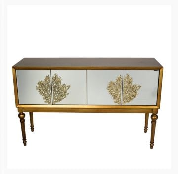 Mercan Gold-Ceviz Mini Camlı Konsol