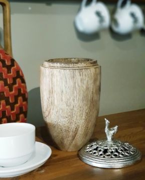 Dekoratif Ahşap Kapaklı Vazo