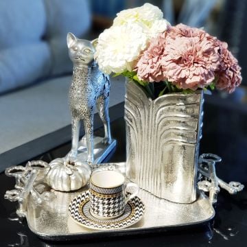 Gümüş Metal Dekoratif Küçük Vazo