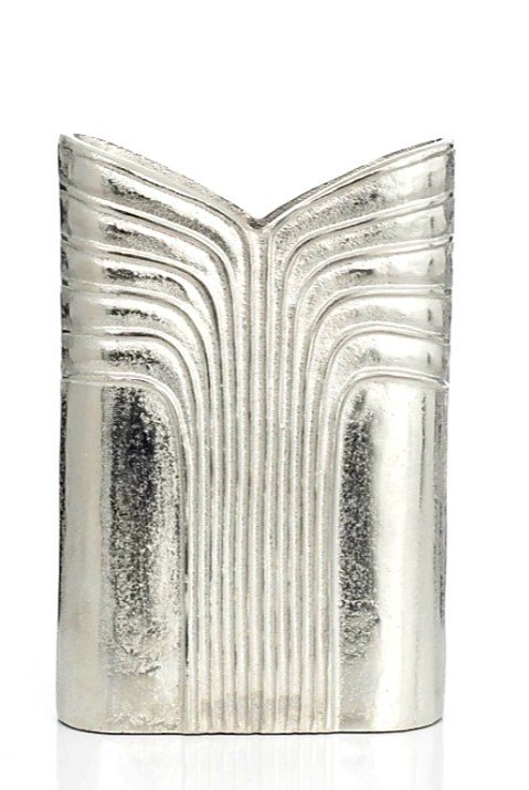 Gümüş Metal Dekoratif Büyük Vazo