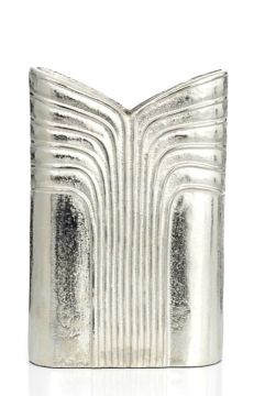 Gümüş Metal Dekoratif Büyük Vazo