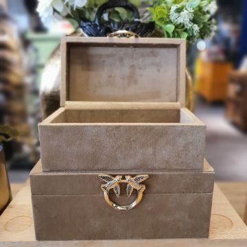 2'Li Obje süet Kutu Kuş Detaylı