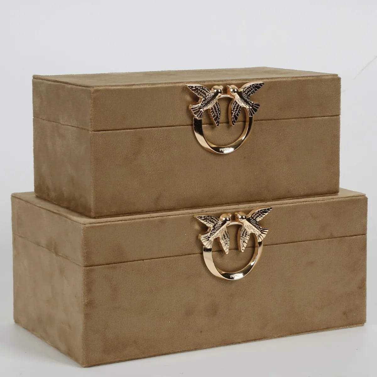 2'Li Obje süet Kutu Kuş Detaylı