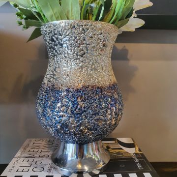 Mozaik Silver-Blue Cam Vazo Küçük Boy