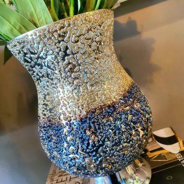 Mozaik Silver-Blue Cam Vazo Küçük Boy