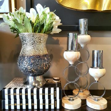 Mozaik Silver-Blue Cam Vazo Büyük Boy