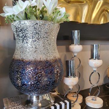 Mozaik Silver-Blue Cam Vazo Büyük Boy