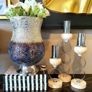 Mozaik Silver-Blue Cam Vazo Büyük Boy