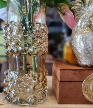 Püskürtme Sarı Cam Vazo Büyük Boy