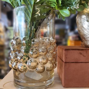 Püskürtme Sarı Cam Vazo Küçük Boy